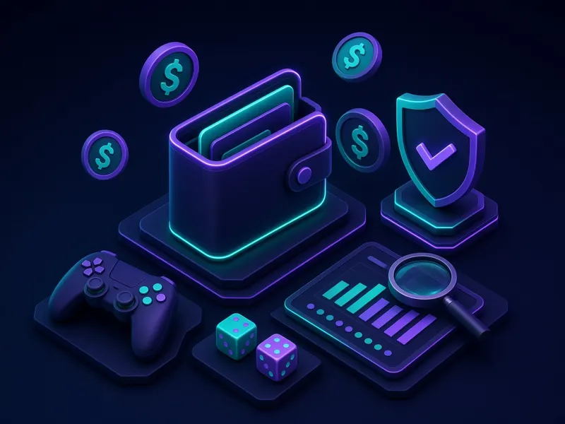 Illustration: stablecoin wallet, shield and score card (our own artwork)